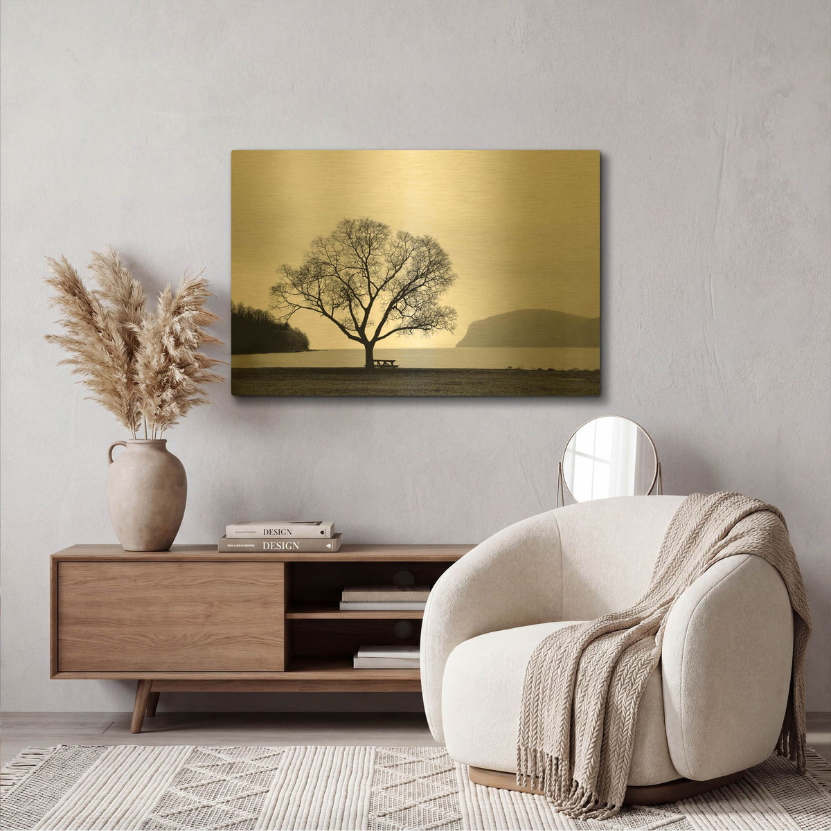 'Picnic Tree' By PhotoINC Studio Gold Metal Wall Art