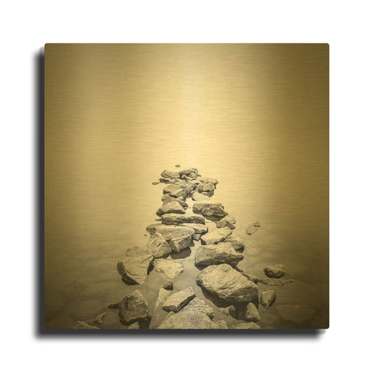 'Piled Rocks' By PhotoINC Studio Gold Metal Wall Art