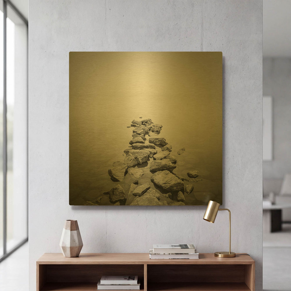 'Piled Rocks' By PhotoINC Studio Gold Metal Wall Art