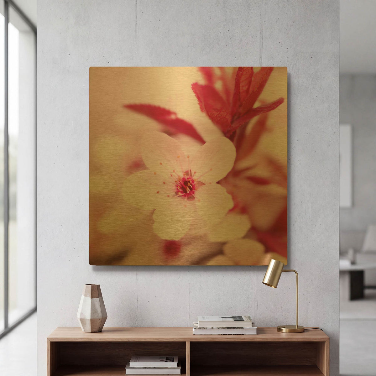 'Pink Blossom 1' By PhotoINC Studio Gold Metal Wall Art