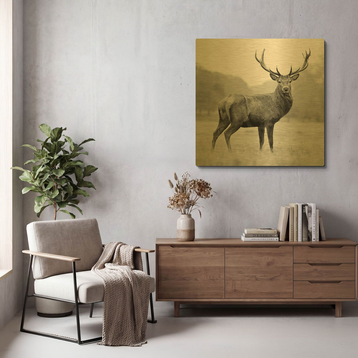 'Proud Deer' By PhotoINC Studio Gold Metal Wall Art