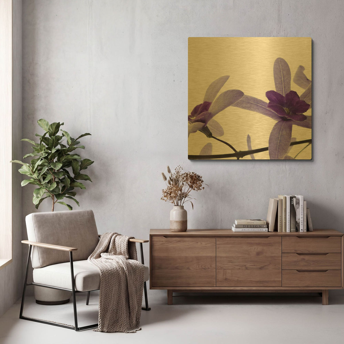 'Purple Blossom 2' By PhotoINC Studio Gold Metal Wall Art