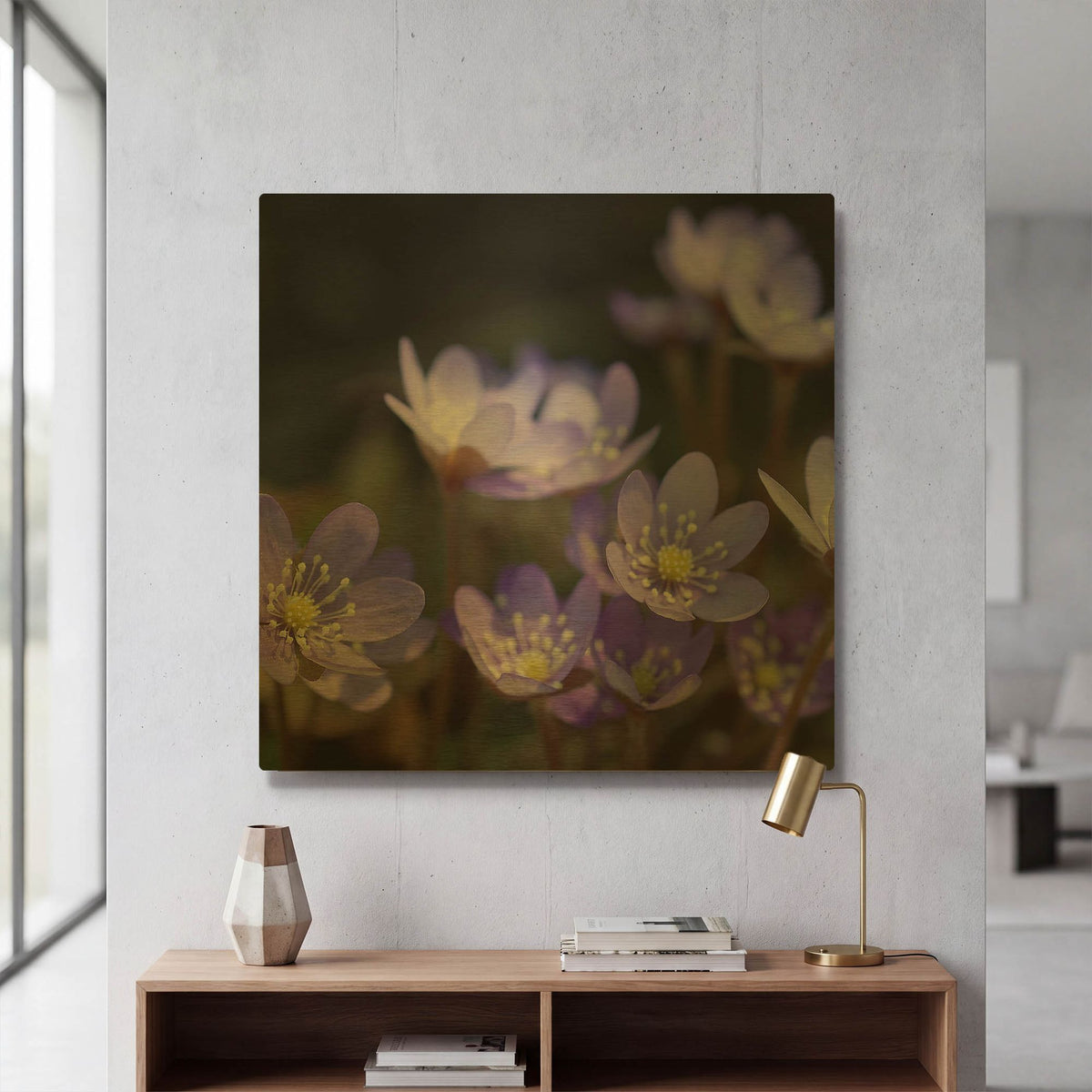 'Purple Flowers 1' By PhotoINC Studio Gold Metal Wall Art
