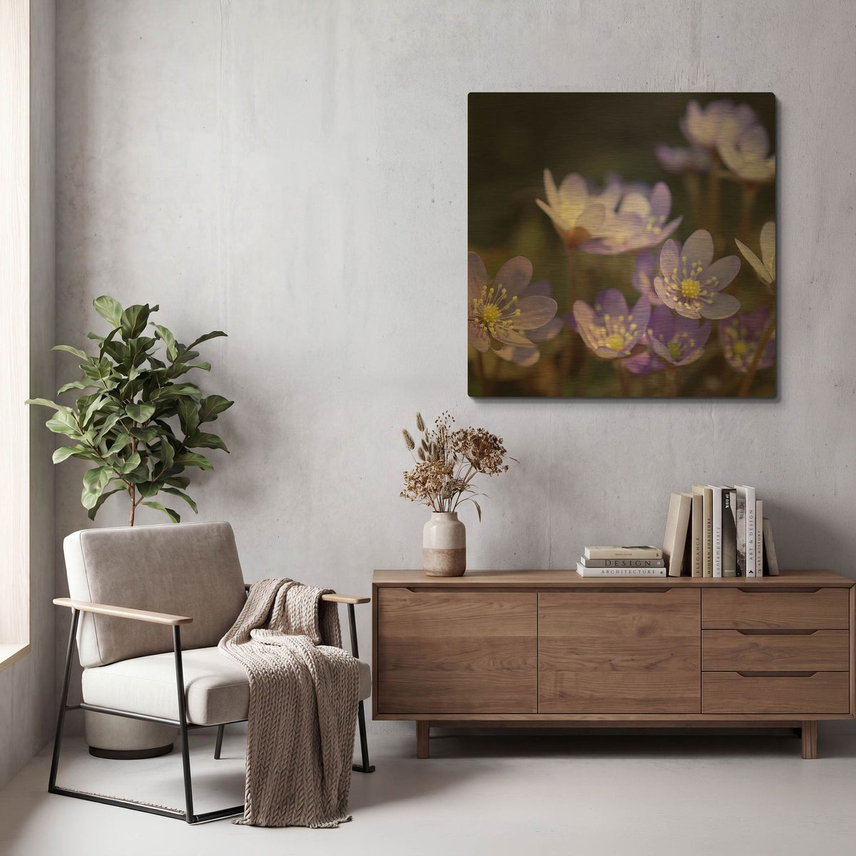 'Purple Flowers 1' By PhotoINC Studio Gold Metal Wall Art