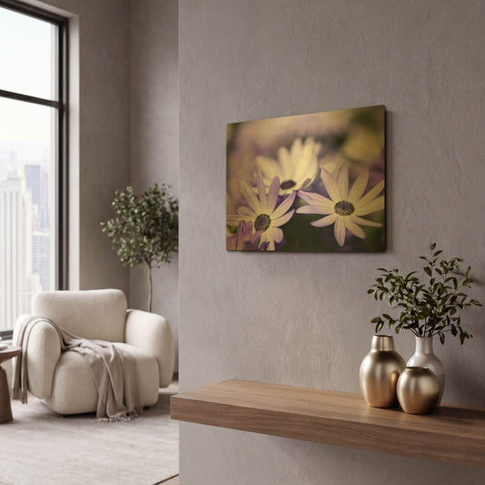 'Purple Flowers 3' By PhotoINC Studio Gold Metal Wall Art