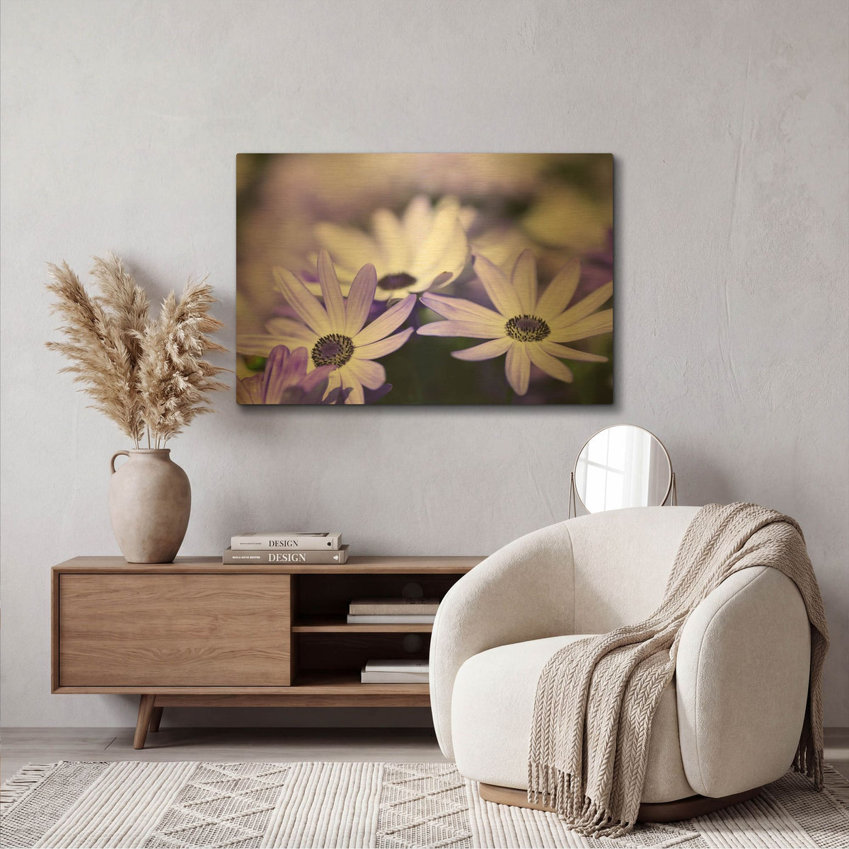 'Purple Flowers 3' By PhotoINC Studio Gold Metal Wall Art