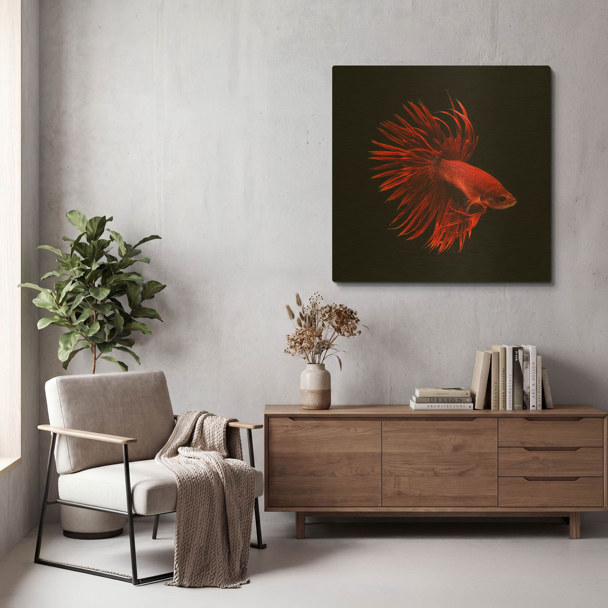 'Red Betta Fish' By PhotoINC Studio Gold Metal Wall Art