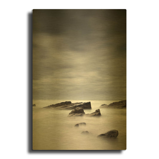 'Rocks In Mist 1' By PhotoINC Studio Gold Metal Wall Art
