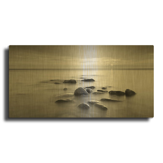 'Rocks In Mist 2' By PhotoINC Studio Gold Metal Wall Art