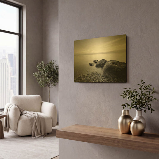'Rocks On Beach 2' By PhotoINC Studio Gold Metal Wall Art