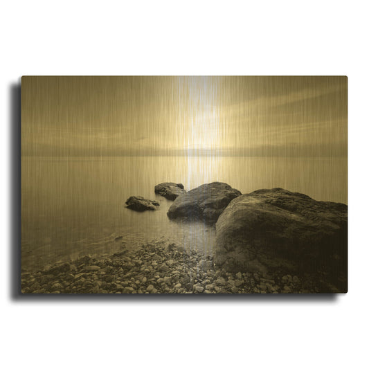 'Rocks On Beach 2' By PhotoINC Studio Gold Metal Wall Art