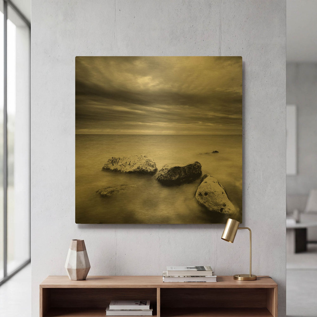 'Rocks On Beach 3' By PhotoINC Studio Gold Metal Wall Art