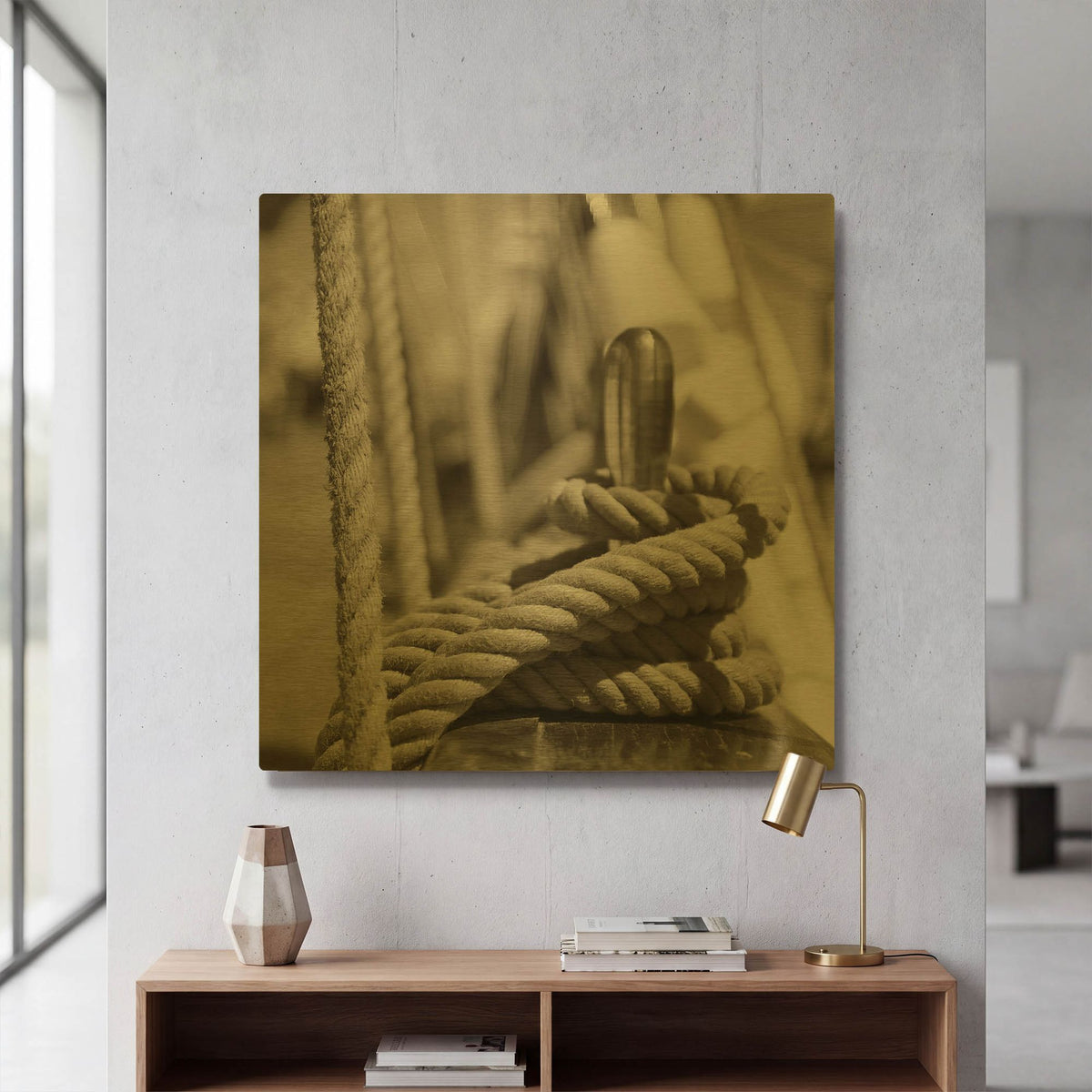 'Sail Rope' By PhotoINC Studio Gold Metal Wall Art