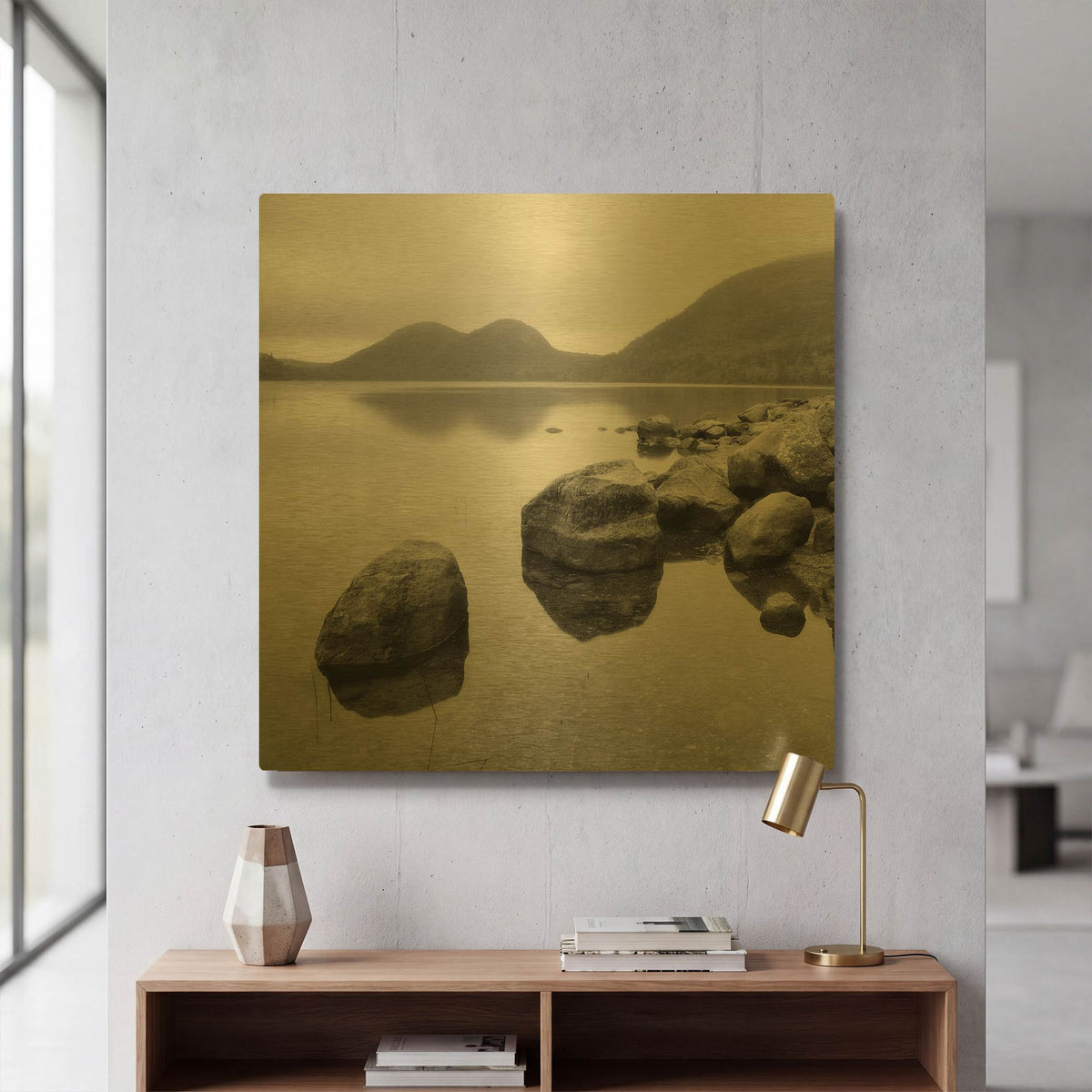 'Silent Lake' By PhotoINC Studio Gold Metal Wall Art