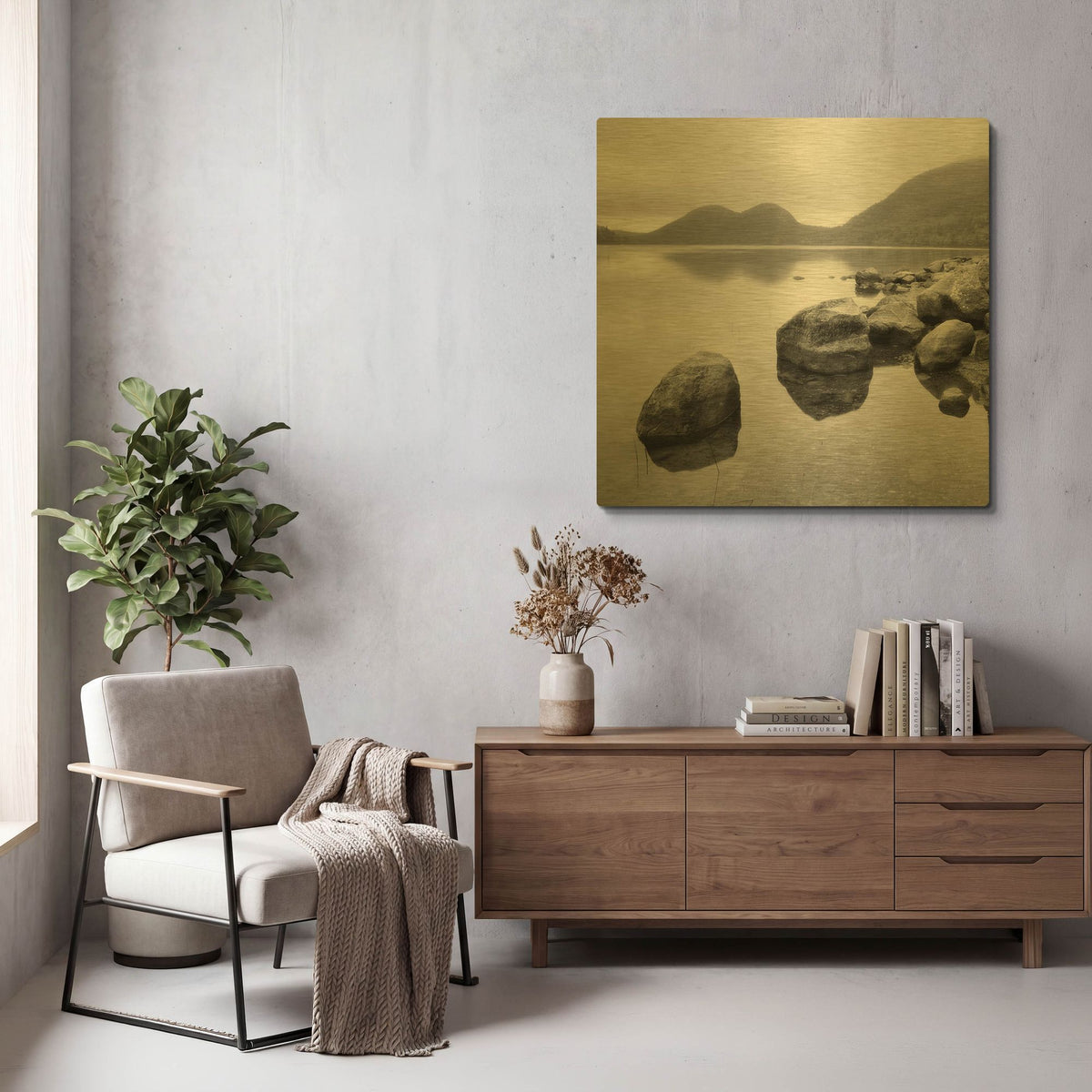 'Silent Lake' By PhotoINC Studio Gold Metal Wall Art