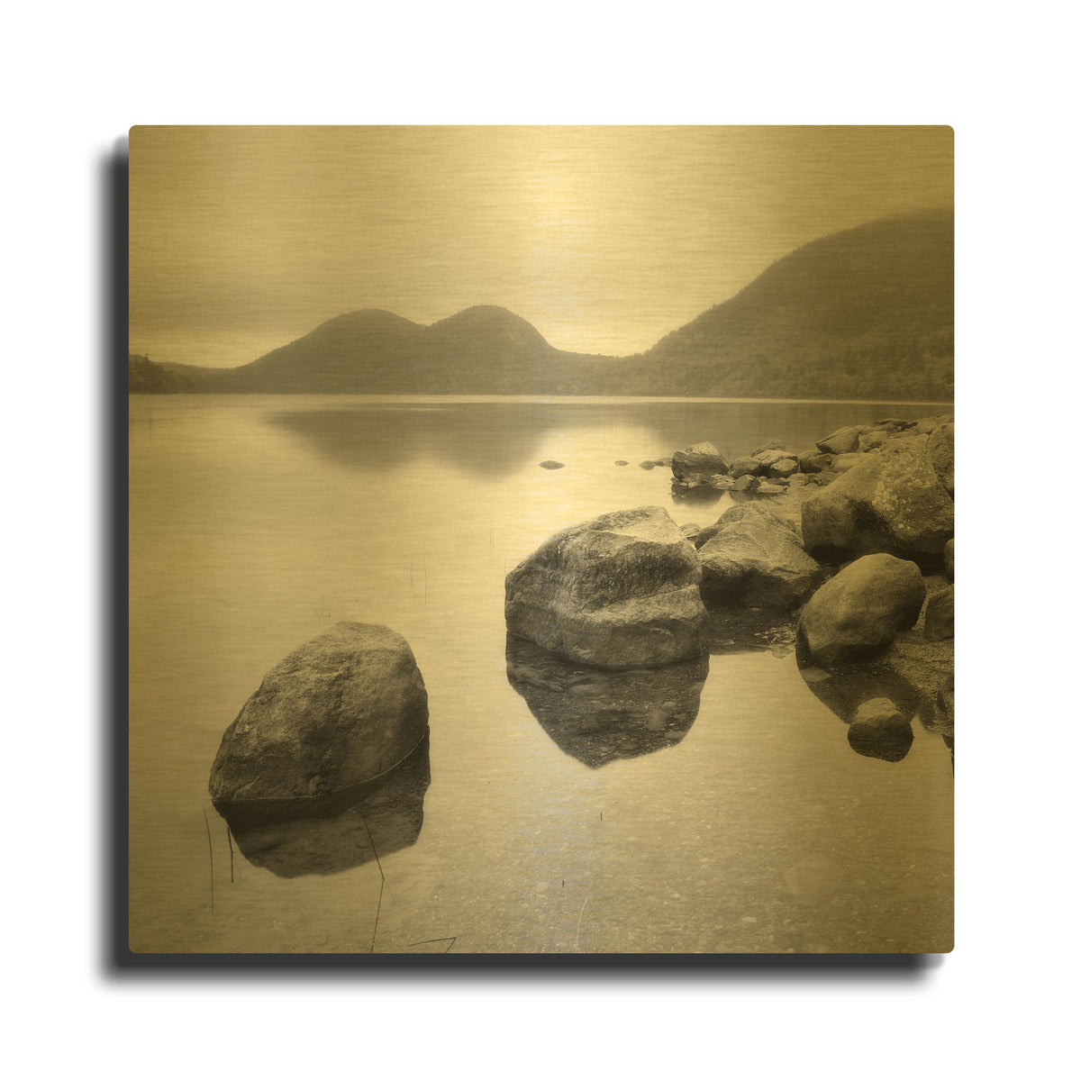 'Silent Lake' By PhotoINC Studio Gold Metal Wall Art