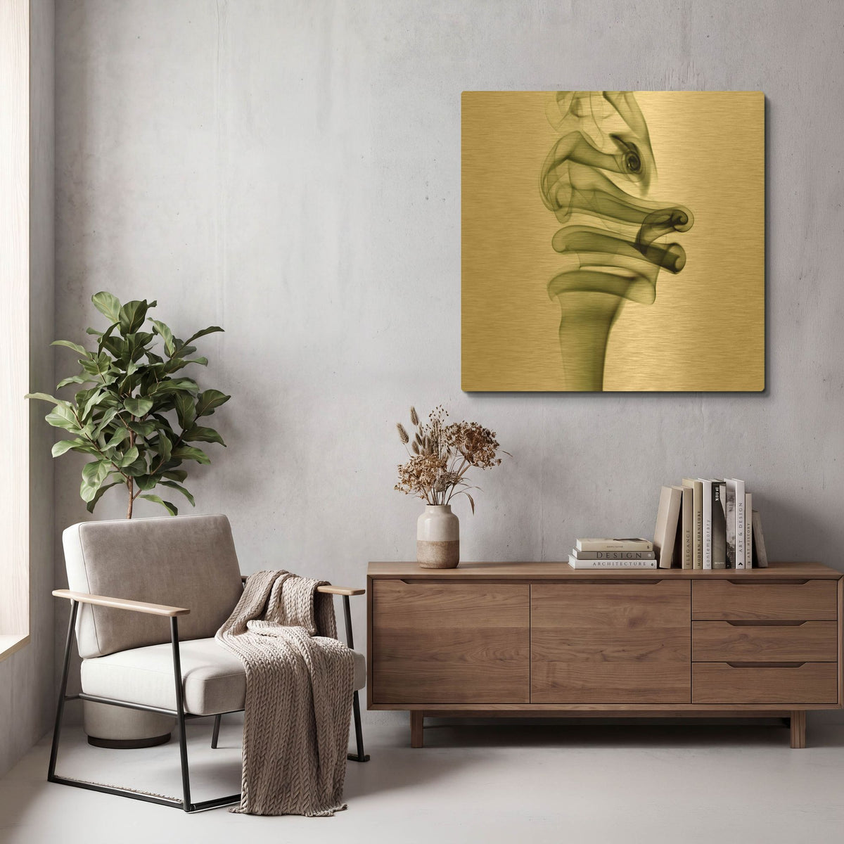 'Smoke 6' By PhotoINC Studio Gold Metal Wall Art