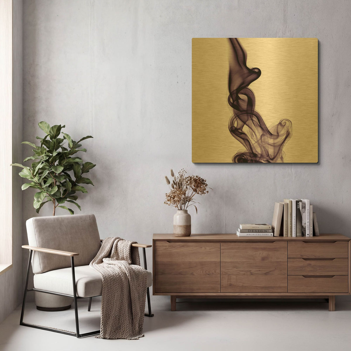 'Smoke 7' By PhotoINC Studio Gold Metal Wall Art