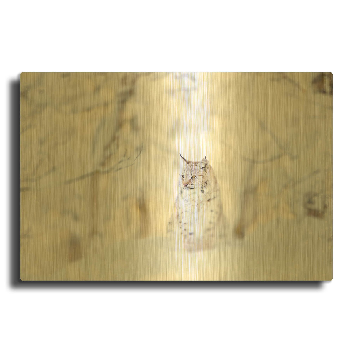 'Snow Lynx' By PhotoINC Studio Gold Metal Wall Art