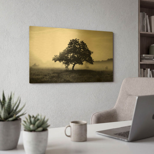 'Solemn Tree' By PhotoINC Studio Gold Metal Wall Art