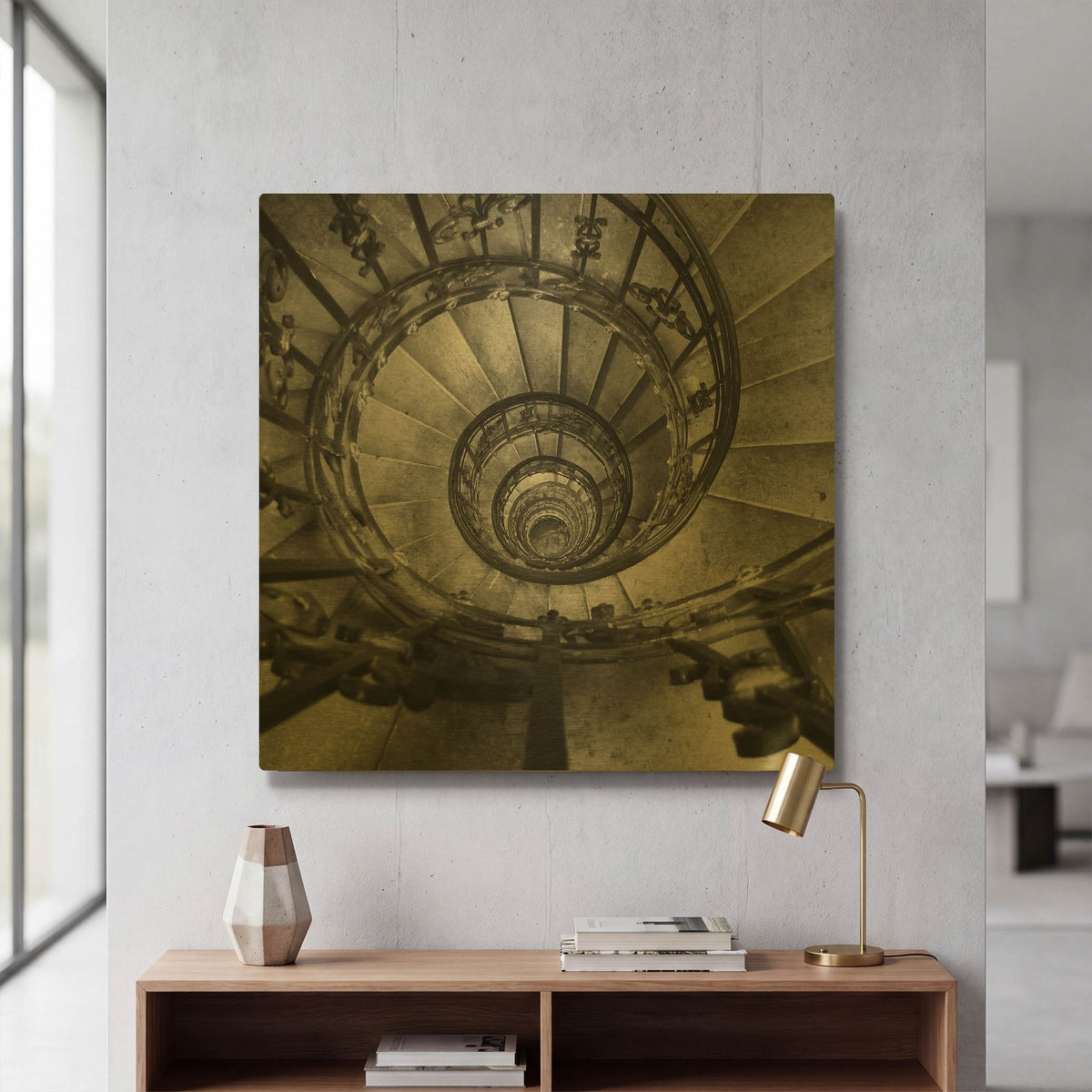 'Spiral Staircase No. 2' By PhotoINC Studio Gold Metal Wall Art