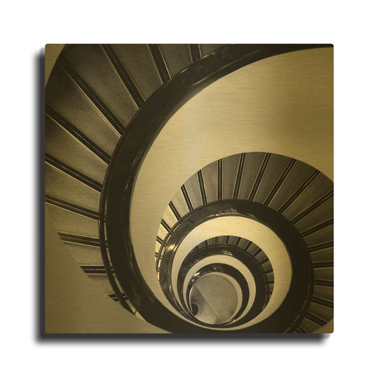 'Spiral Staircase No. 3' By PhotoINC Studio Gold Metal Wall Art