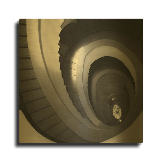 'Spiral Staircase No. 5' By PhotoINC Studio Gold Metal Wall Art