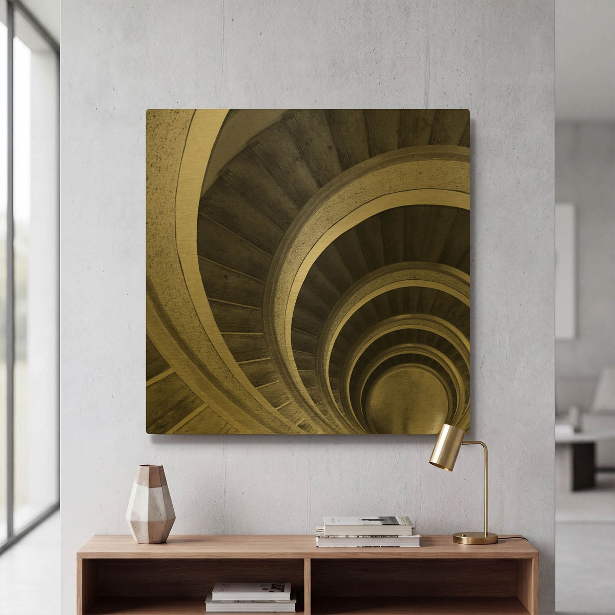 'Spiral Staircase No. 6' By PhotoINC Studio Gold Metal Wall Art