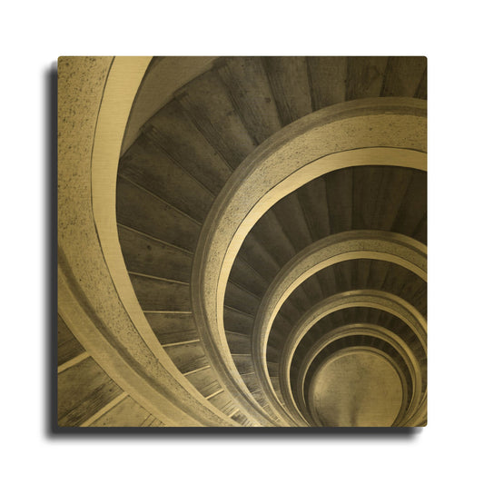 'Spiral Staircase No. 6' By PhotoINC Studio Gold Metal Wall Art
