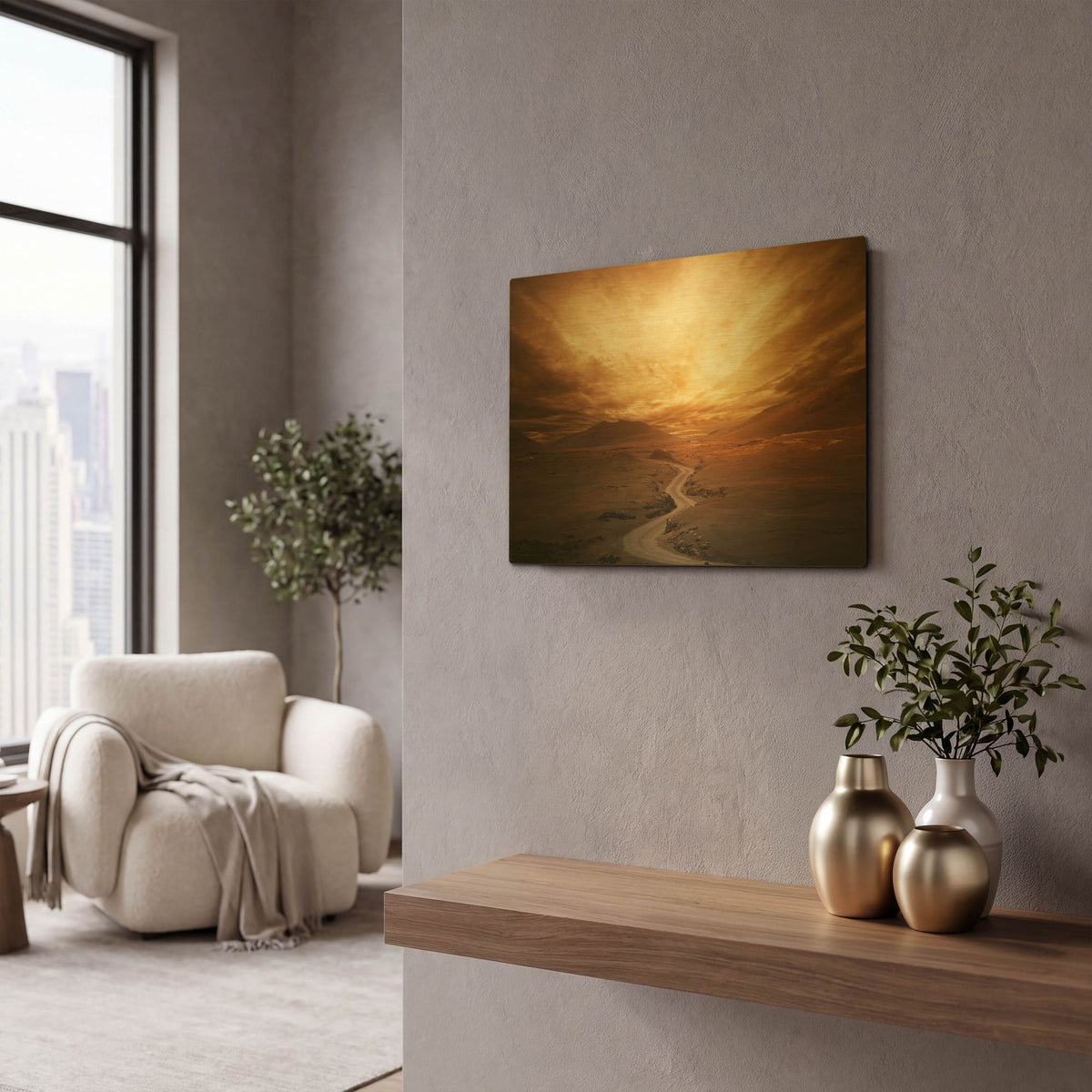 'Sunset' By PhotoINC Studio Gold Metal Wall Art