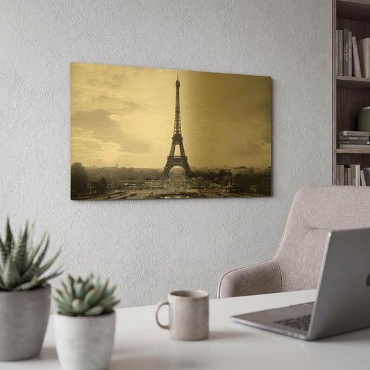 'The Eiffel Tower' By PhotoINC Studio Gold Metal Wall Art