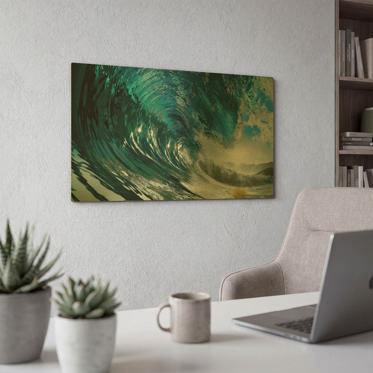 'The Wave' By PhotoINC Studio Gold Metal Wall Art