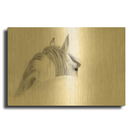 'White Horse' By PhotoINC Studio Gold Metal Wall Art