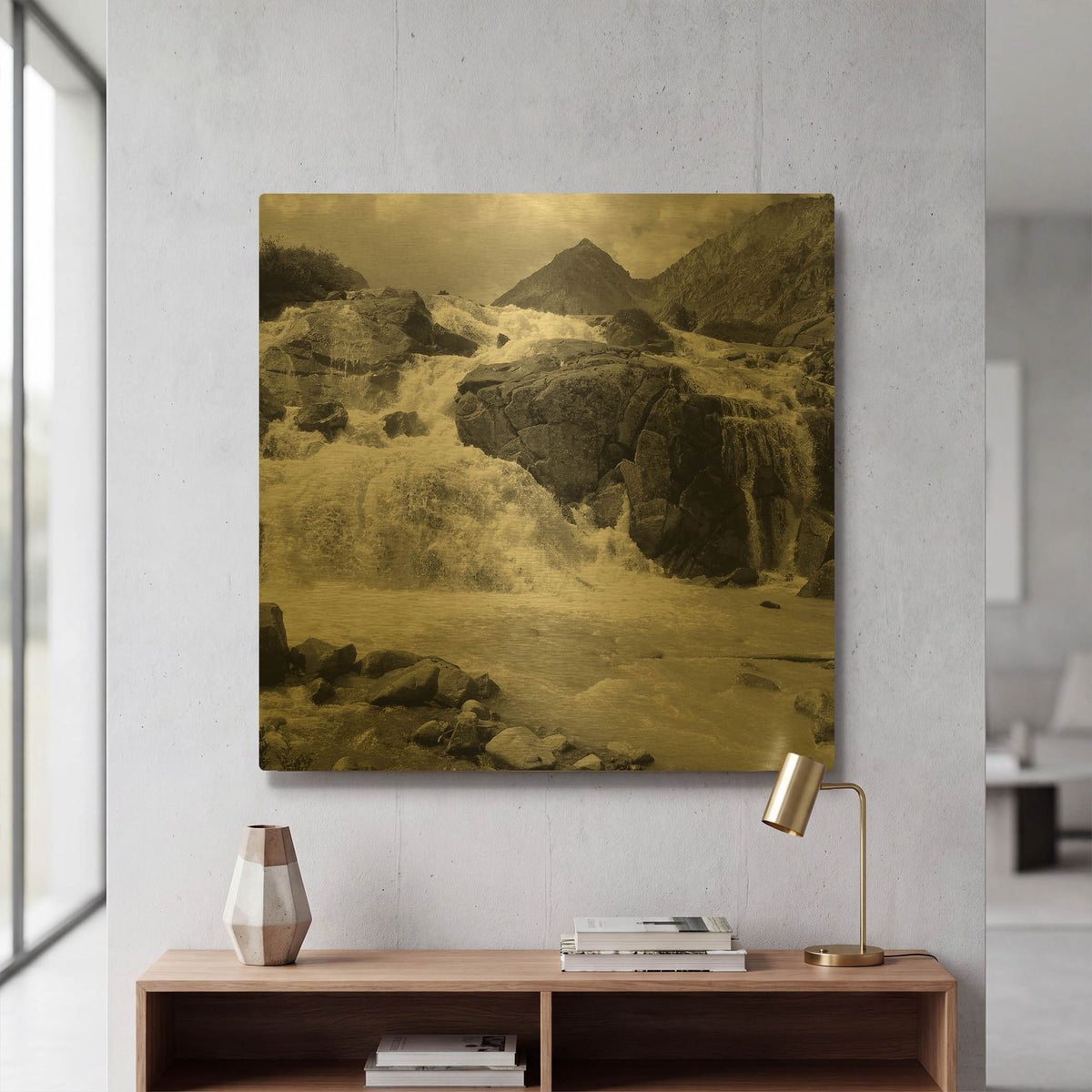 'White Water' By PhotoINC Studio Gold Metal Wall Art
