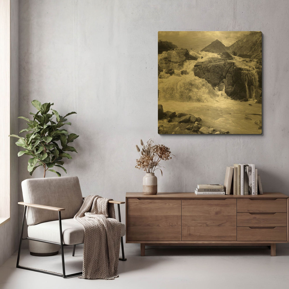 'White Water' By PhotoINC Studio Gold Metal Wall Art