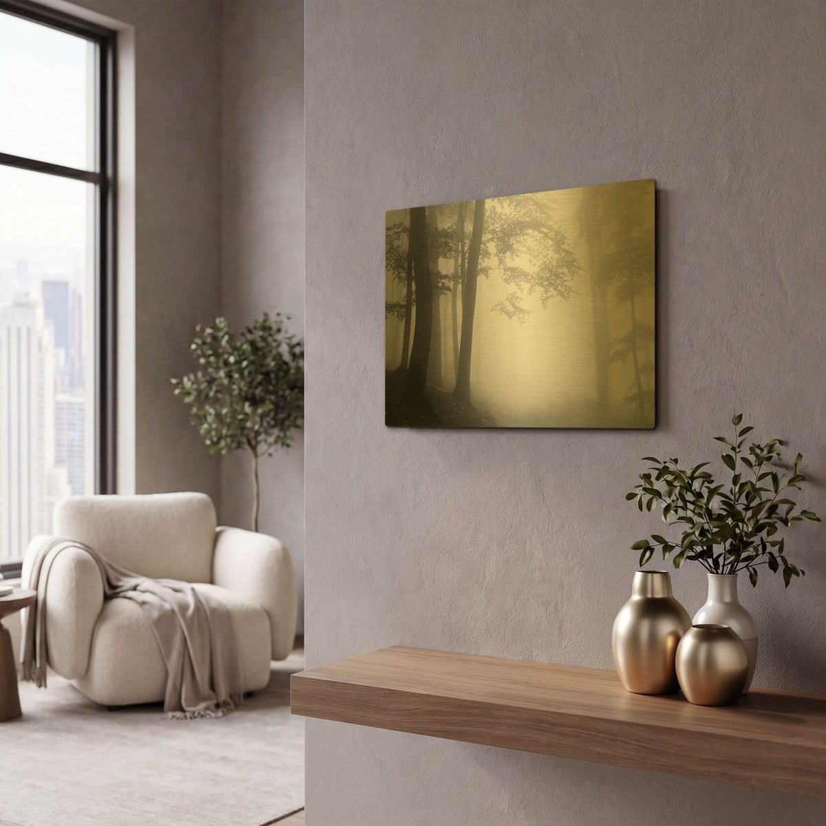 'Woods 1' By PhotoINC Studio Gold Metal Wall Art
