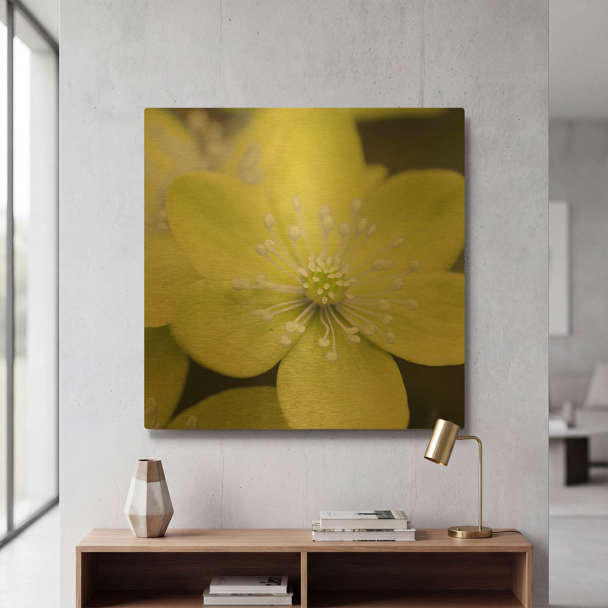 'Yellow Blossom' By PhotoINC Studio Gold Metal Wall Art