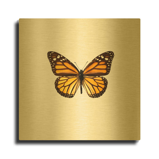 'Yellow Butterfly 1' By PhotoINC Studio Gold Metal Wall Art