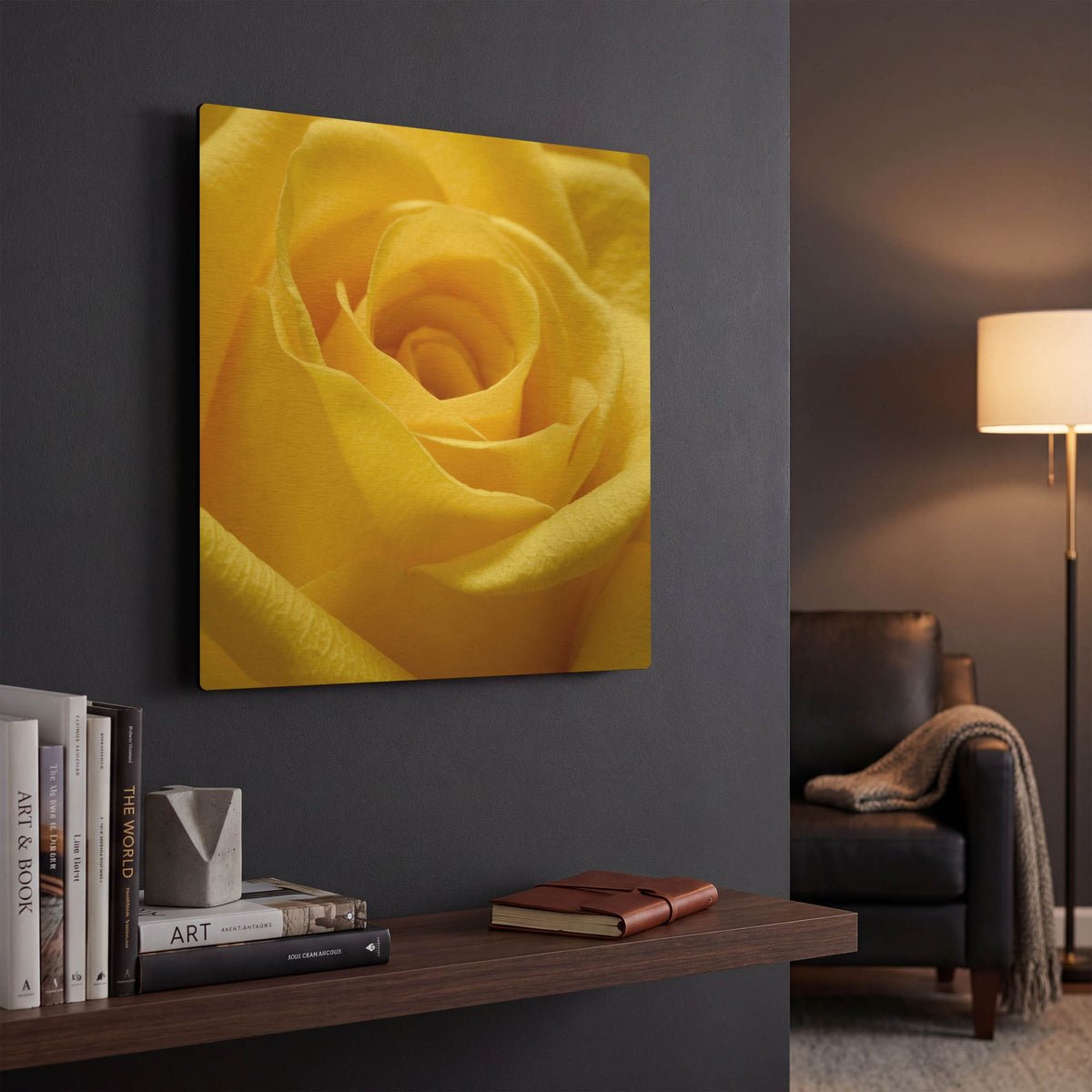 'Yellow Rose' By PhotoINC Studio Gold Metal Wall Art