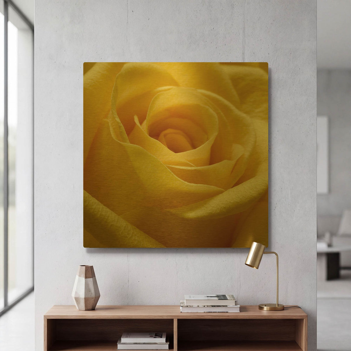 'Yellow Rose' By PhotoINC Studio Gold Metal Wall Art