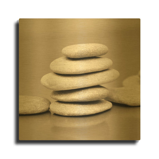 'Zen Pebbles 1' By PhotoINC Studio Gold Metal Wall Art