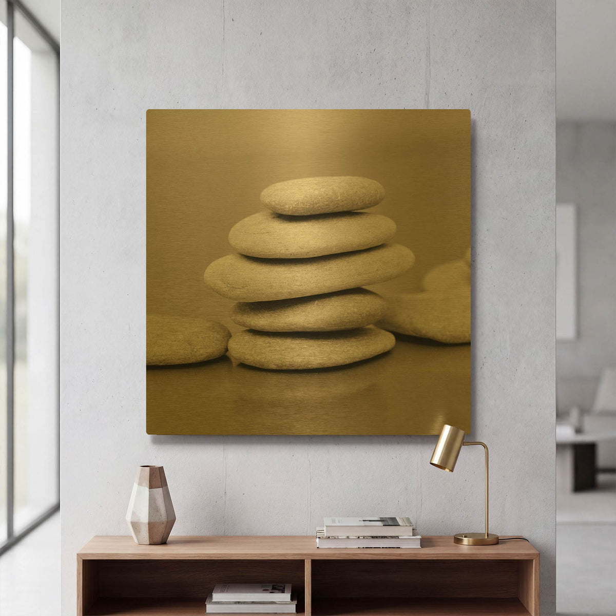 'Zen Pebbles 1' By PhotoINC Studio Gold Metal Wall Art