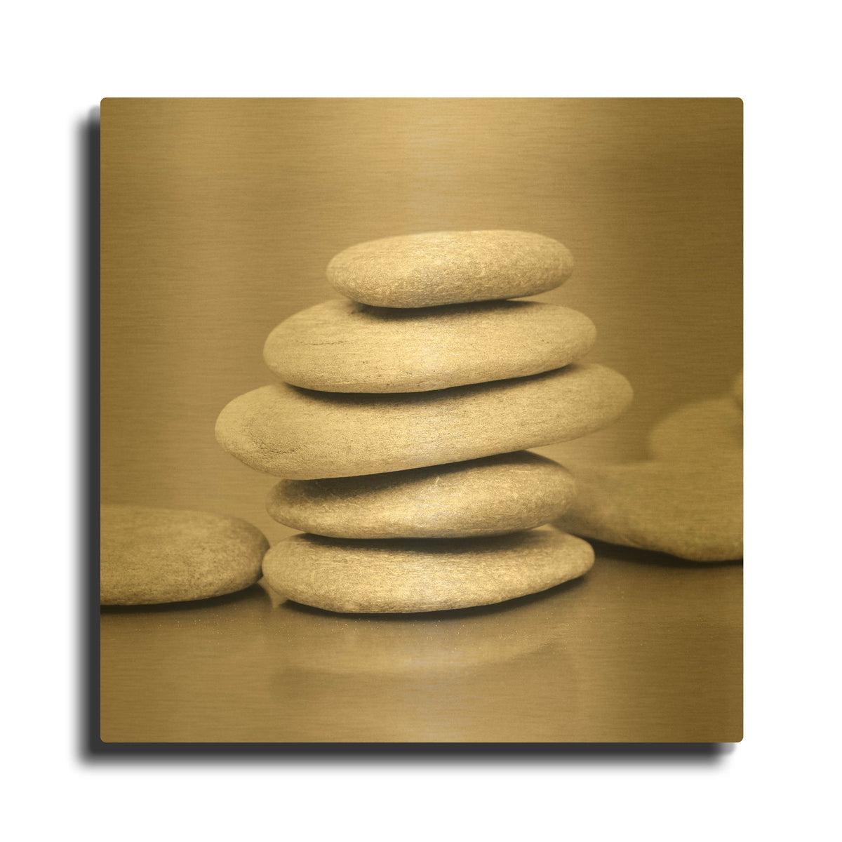 'Zen Pebbles 1' By PhotoINC Studio Gold Metal Wall Art