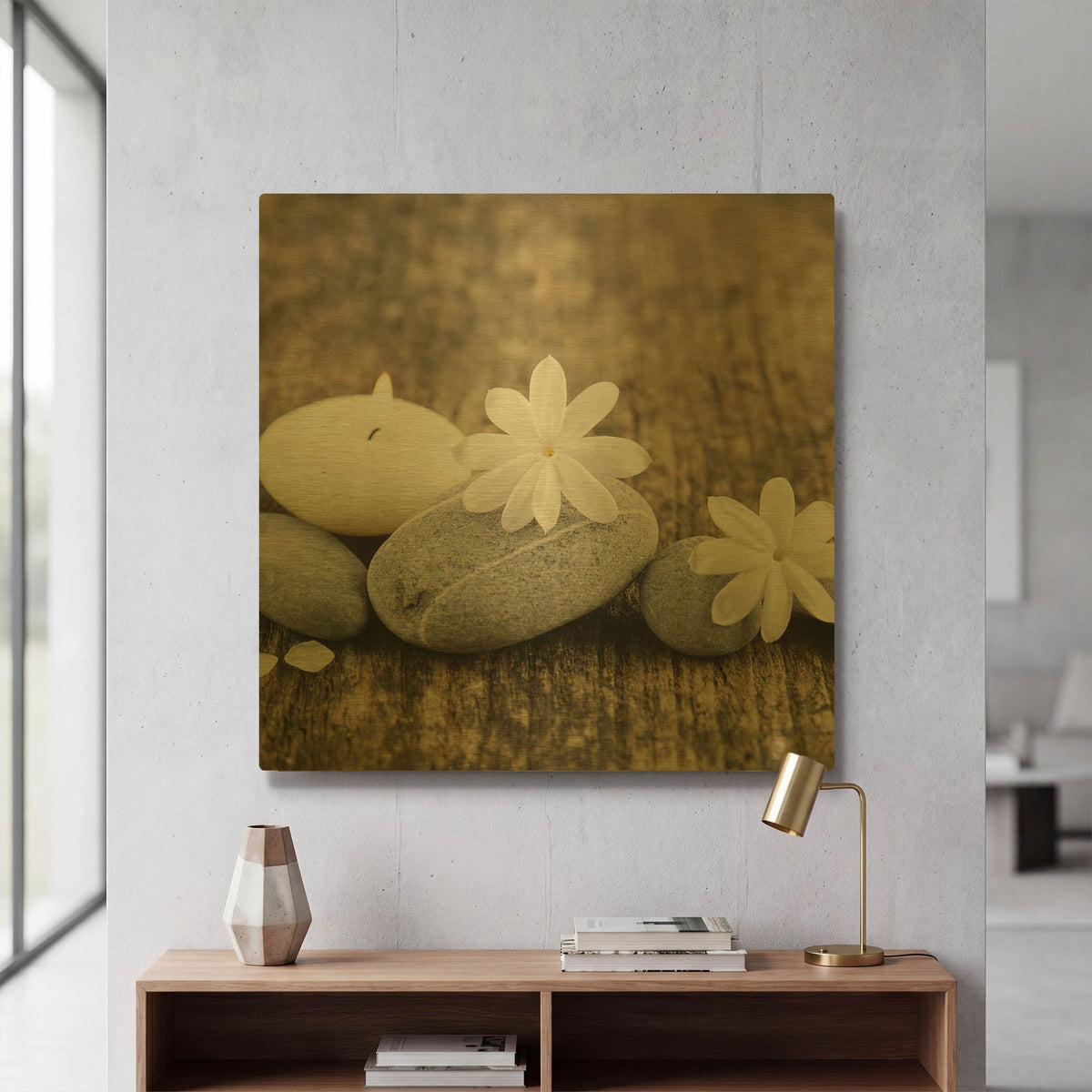 'Zen Pebbles 3' By PhotoINC Studio Gold Metal Wall Art