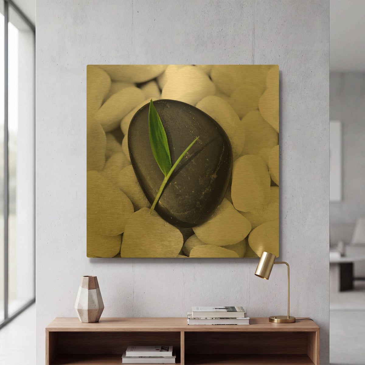 'Zen Stone' By PhotoINC Studio Gold Metal Wall Art