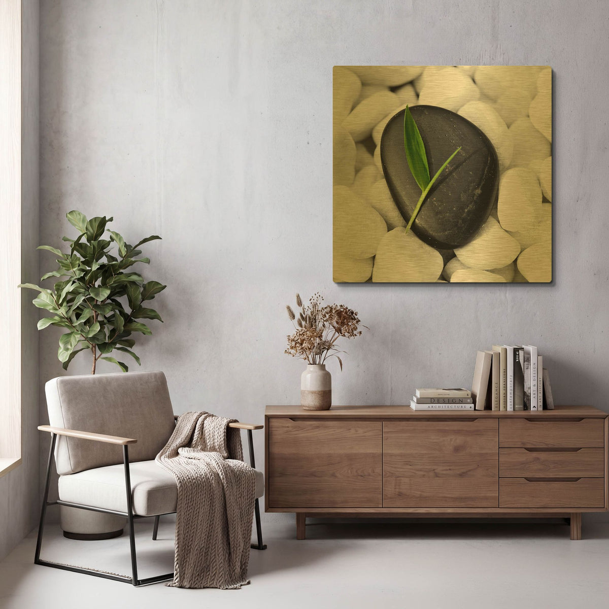 'Zen Stone' By PhotoINC Studio Gold Metal Wall Art