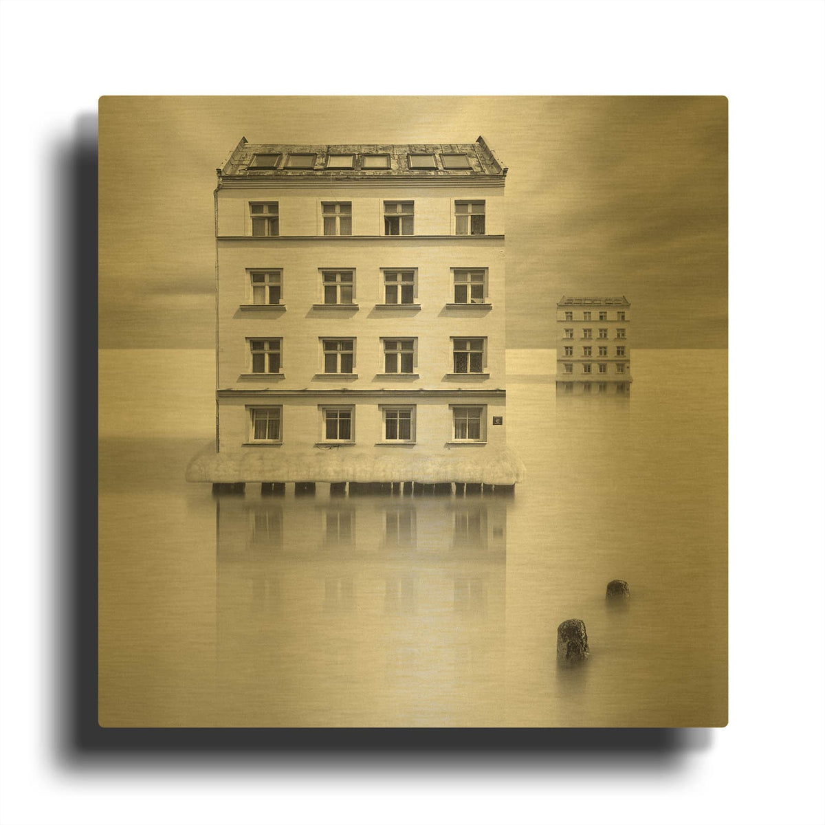 'Icehouses' By Dariusz Klimczak Gold Metal Wall Art