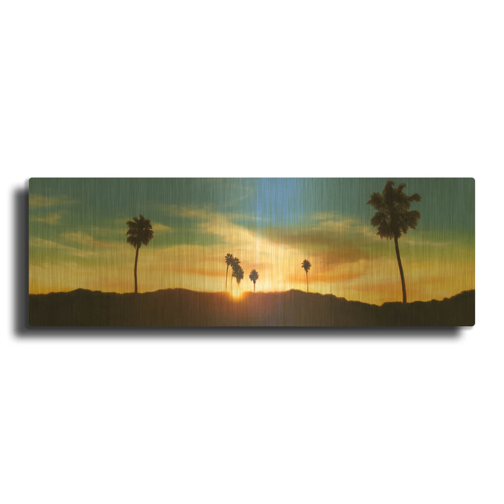 'Hollywood Hills Sunset' By Rick Monzon Gold Metal Wall Art