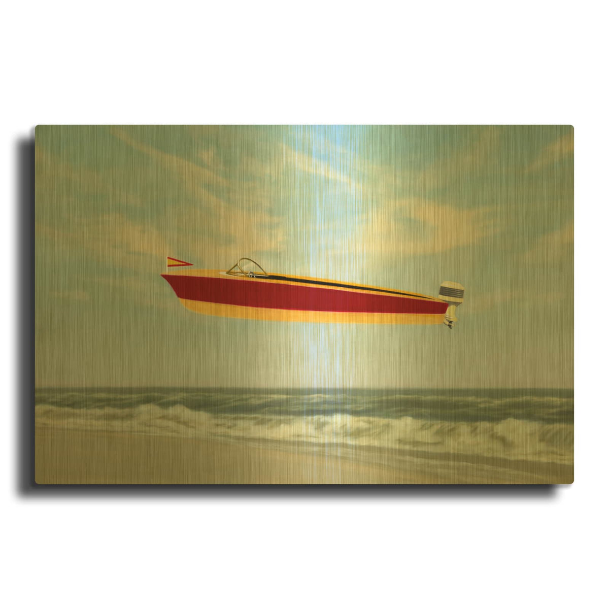 'Speedboat' By Rick Monzon Gold Metal Wall Art