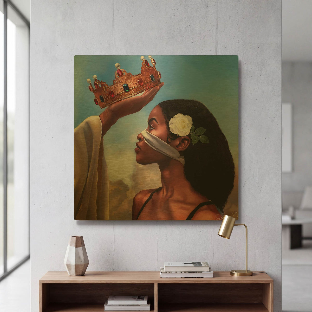 'Crown Me Lord Woman' By Salaam Muhammad Gold Metal Wall Art